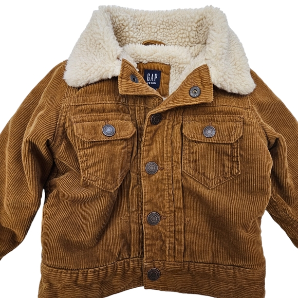 Nwot Toddler Baby Gap Denim Brown Cordoroy Sherpa Longsleeve Front Snap … - Picture 6 of 17